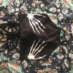 skeleton hands lace up shirt